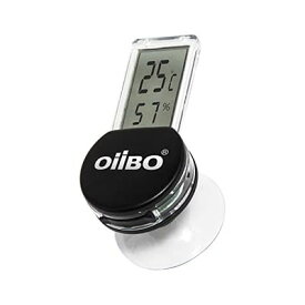 OIIBO 爬虫類温度計 デジタル温度湿度計 爬虫類・両生類用 電子温度計湿度計 半透明 液晶 吸盤 デジタル サーモメーター 温湿度計 (黒)