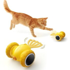 FEELNEEDY 猫 おもちゃ 電動金魚 自動式 ひとり遊び 猫じゃらし電動 USB充電式 動くおもちゃ インタラクティブおもちゃ 光るしっぽ ネコ おもちゃ お留守番に 運動不足解消 ねこのおもちゃ 猫ちゃんへのプレゼント イエロー