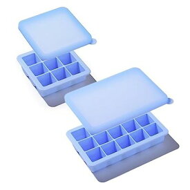 Kalar 冷凍小分け 離乳食保存容器 フリージング 製氷皿 調理用品 ベビーフード アイストレー （9＋15ブロック, ブルー）…