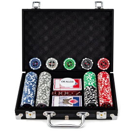BestBuy ポーカーセット チップセット チップ 200枚 ポーカーチップ カジノチップ トランプ付き ブラックケース (200枚-ブラック)