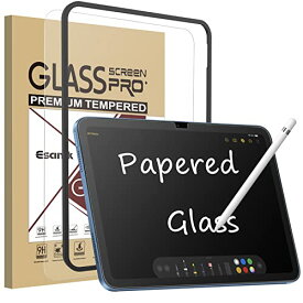 Esanik iPad 第10世代 2022 用 強化ガラスフイルム ペーパーのような描き心地 ペーパーテクスチャ 10.9 インチ 耐衝撃 硬度9H 飛散防止 気泡防止 サラサラ感 反射低減 指紋防止 ガイド枠付き iPad 10世代 対応 アンチグレア フィルム
