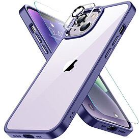 iPhone14 用 ケース パープル 耐衝撃 カメラレンズ保護付き 黄ばみ防止 アイフォン14ケース 米軍MIL規格 耐久性 SGS認証 アイホン14ケース ワイヤレス充電対応 スマホケース あいふぉん14 カバー 6.1インチ