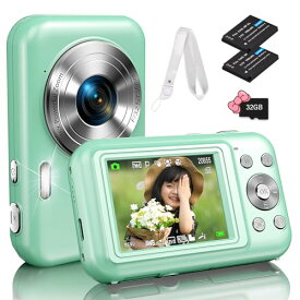 Bofypoo デジタルカメラ デジカメ Micro SDカード付属 首掛けストラップ付き 4400万画素 HD1080P録画 16倍ズーム 2.4インチIPSスクリーン ビデオ録画 ウェブカメラ 多機能カメラ 使いやすい 軽量 小型 (グリーン)