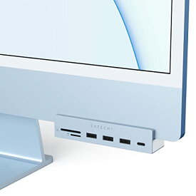 Satechi iMac24インチ用 USB-C クランプハブ (ブルー) (2021/2023 iMac対応) USB-C データポート, 3xUSB-A 3.0, Micro/SDカードリーダー