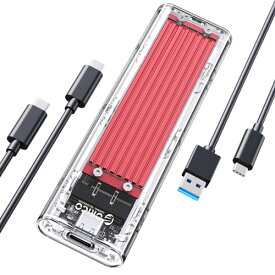 【10Gbps】 ORICO USB3.1 Nvme M.2 SSDケース M-Key/B&M Key（Nvmeのみ） USB3.1 Gen2 10Gbps 外付けケース UASP Trim 対応 2230/2242/2260/2280 SSD対応 ダブルケーブル付属 M.2 SSD 変換アダプタ 透明 TCM2-RD
