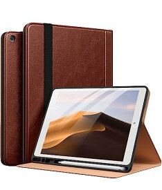 Maledan iPad 9世代 ケース iPad 10.2 ケース 8世代/7世代 ケース (2021/2020/2019) 二段階角度調節 ペンシル収納機能 PUレザー テレワーク用 オートスリープ/ウェイク機能 耐衝撃 手帳型 ipad カバー 第9世代/第8世代/第7世代 コーラルレッド