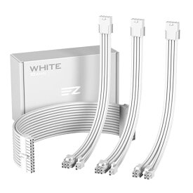 EZDIY-FAB 電源専用 PSUケーブル 延長スリーブモジュラーケーブル 18AWG されたソフトケーブル24PIN/8PIN から 6+2Pin/ 8PIN から 4+4PIN 白いコネクタ+白いスリーブケーブル+白い櫛 (30cm) - 4本1セット