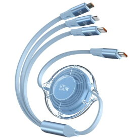【新登場&100W】CAFELE USB-C to USB-C ケーブルPD対応100W/5A 3in1 巻き取り充電ケーブルQC4.0 超急速充電USBケーブルマルチ 充電ケーブル usb type c ケーブル（100Wのみ）マイクロusb（10Wのみ）Mac Pro/Air/Pad/Galaxy/Micro対応1.25mブルー青