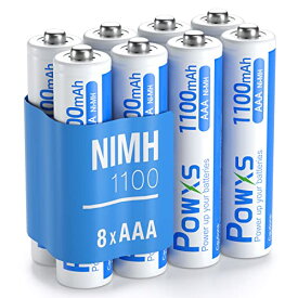POWXS 単4電池 充電式 単四充電池 高容量 ニッケル水素電池 1100mAh 約1200回使用可能 8本入り 液漏れ防止 充電池 単4 単4充電池