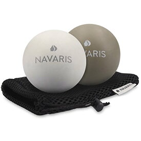 Navaris ストレッチボール 2個セット ラクロスボール ヨガボール - トリガーポイント ボール 2つの硬さ ふくらはぎ 首 - 肩甲骨 グレー ライトグレー