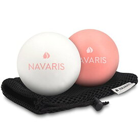 Navaris ストレッチボール 2個セット ラクロスボール ヨガボール - トリガーポイント ボール 2つの硬さ ふくらはぎ 首 - 肩甲骨 ホワイト ピンク