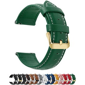 [Fullmosa] 時計バンド ベルト 全12色スマートウォッチバンド ベルト 腕時計バンド 交換ベルト本革 レザー 22mm ダークグリーン+ゴールデンバックル 型番表をご確認ください