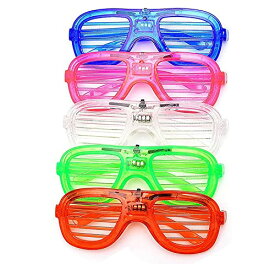 [ziyue] 光るサングラス 光るメガネ 5個セット 光る眼鏡 誕生日 パーティー カラオケやパーテ LED おもしろサングラス 撮影用小道具 仮装 子供 大人 眼鏡 (A)