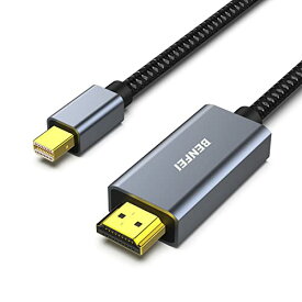 BENFEI Mini DisplayPort-HDMIケーブル、1.8m Mini DP-HDMIケーブル（Mini DPからHDMIへの変換であり、逆方向の接続ができません）、MacBook Air Pro、Microsoft Surface Pro Dock、モニター、プロジェクターなどに対応 - グレー