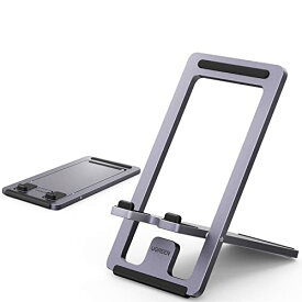 UGREEN スマホスタンド 薄型 アルミ合金製 持ち運びに便利 iphoneスタンド 折りたたみ式 卓上 角度変換可 4.7-6.8インチのiPhone Android 携帯スタンド