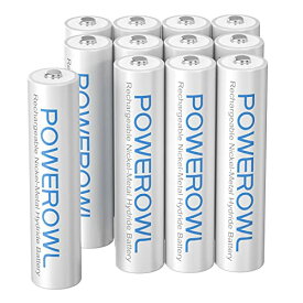 Powerowl単4形充電式ニッケル水素電池12個セット 大容量 自然放電抑制 環境保護 電池収納（1000mAh、約1200回循環使用可能）