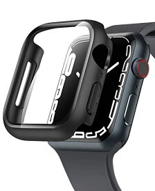 NIMASO 対応 Apple Watch Series 9 / 8 / 7 45mm 用 ケース 対応 アップルウォッチ 9 / 8/ 7 45mm apple watch7ケース 保護カバー ガラスフィルム 一体型 PC素材全面保護（ブラック） NWC21J358