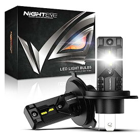 『純正バルブと同形状！』NIGHTEYE h4 led ヘッドライト 新基準車検対応 ファンレス hi/lo 爆光 20W*2 6500K ハロゲンより小さい 高輝度LEDチップ搭載 車/バイク用 12V車用 放熱性 静音 瞬間起動 ファンレス 長寿命 2個入り (H4)