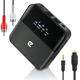 Eletoker トランスミッター レシーバー 光デジタル対応 一台二役 aptX HD aptX LL対応 Bluetooth 5.0 ワイヤレス オーディオ ブルートゥース 送信 受信機 2-in-1 低遅延 RCA AUX SPDIF接続 18-22時間連続作動(MAX) スピーカー対応