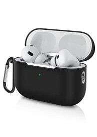 Vikisda Airpods pro 第2世代 用 ケースAirPods Pro 2 保護カバー シリコンケース 装着充電可能 全面保護 落下防止 キズ防止 耐衝撃 防塵 軽量 エアーポッズ プロ 2世代 カバー カラビナ付き (ブラック）