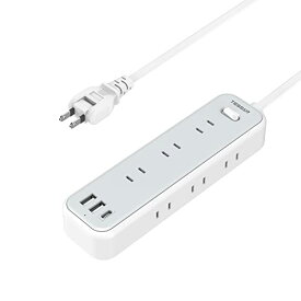 TESSAN 電源タップ usb c付き 延長コード 2m コンセントタップ ACコンセント 9口 USB-C 1ポート USB-A 2ポート テーブルタップ 一括スイッチ付き 壁掛け/卓上に