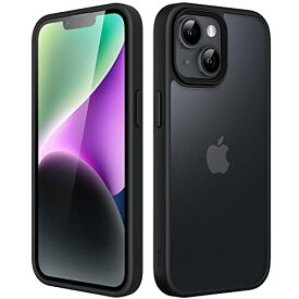 JEDirect マットケース iPhone 14 6.1インチ用 耐衝撃性ミリタリーグレードの落下防止 つや消しの半透明の背面電話カバー 指紋防止 (ブラック)