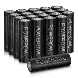 Powerowl単3形充電式ニッケル水素電池20個パック PSE安全認証 自然放電抑制 環境保護(2800mAh、約1200回循環使用可能