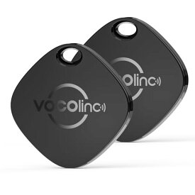 VOCOlinc Key Finder 紛失防止タグ(2個セット) Appleの「探す」 (iOSのみ対応), スマートタグ 忘れ物防止 タグ 超薄(0.75 cm) Bluetooth トラッカー 探し物（鍵、荷物用）電池交換可能 軽量 黒
