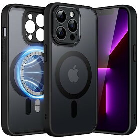 JEDirect iPhone13ProMax (13 Pro Max 6.7インチ用) マグネット ケース MagSafeに対応 半透明のマット背面 カメラレンズ 完全保護 薄型 耐衝撃 カバー (ブラック)