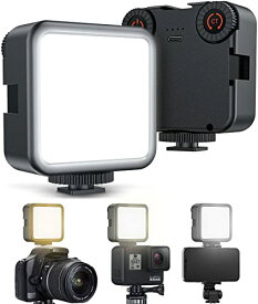 【革新モデル】 LEDビデオライト 撮影ライト カメラライト 無段階調光調色 360度回転 小型 3000K-6000K CRI95+ 補助照明 撮影用ライト Type-C USB充電式 自由雲台付属 iphone/Gopro/Osmo Pocket/Samsung/Nikon/Canon/Sony/アクションカメラに適用