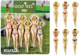 Crestgolfゴルフ ティー、ガールズ、ビギ二レディース、ゴルフティー、おもしろグッズ、プラスチック、3インチショートティー、ゴルフ プレゼント 男、ゴルフ小物、ゴルフコンペ 景品、パリティー、6本入り、マルチカラー