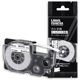 1個 6mm 白地黒文字 CR-6WE テープカートリッジ と互換性のある カシオ ラベルライター ネームランド テープ CASIO（XR-6WE）ASprinte