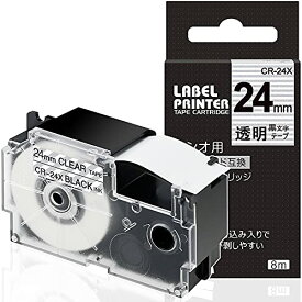 1個 24mm 透明地黒文字 CR-24X と互換性のある カシオ ラベルライター ネームランド テープ (XR-24X) CASIO NAME LAND テープカートリッジ ASprinte