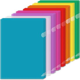 POPSFL クリアファイル A5 クリアホルダー 8色 カラー 24枚 クリア レッド ピンク ブルー イェロー グリーン オレンジ パープル 書類整理 資料収納 書類保護 携帯便利