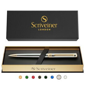 Scriveiner ボールペン 最高級 24金仕上げ シュミット 黒リフィル 最高のボールペンギフトセット 男女 ビジネスマン 役員 オフィスに最適 (シルバークローム) Silver Chrome Ballpoint Pen