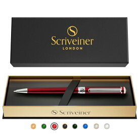 Scriveiner ボールペン 最高級 クローム仕上げ シュミット 黒リフィル 最高のボールペンギフトセット 男女 ビジネスマン 役員 オフィスに最 Deep Crimson Ballpoint Pen