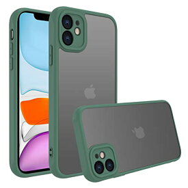 iPhone 11 ケース iphone 11 ケース スマホカバー 耐衝撃 指紋防止 滑り止め マット半透明 黄ばみなし レンズ保護 米軍MIL規格アイフォン11 用カバー PinLiSheng (インクグリーン, iPhone 11)