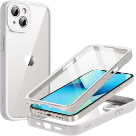 JEDirect iPhone 13用 ケース 6.1インチ 強化ガラスフィルム内蔵 360°全面高耐久保護 耐衝撃性 頑丈なスマホカバー クリアバック (ホワイト)