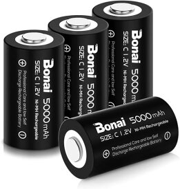 BONAI 単2形充電池 高容量 5000mAh 充電式ニッケル水素電池 単一電池 充電式電池 4本入り 単二充電池セット 液漏れ防止 約1200回使用可能 単二充電池 防災電池