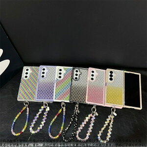 Samsung ZFold�Ή�? �L���L���r�W���[�ƃX�g�[���̃f�U�C���P�[�X ? �O���f�[�V�����X�g���C�v�͗l ? �t�@�b�V�����`�F�[���t�� ? ���j�[�N�Ŗڂ������f�U�C�� Galaxy Z Fold7 / Galaxy Z Fold6 / Galaxy Z Fo