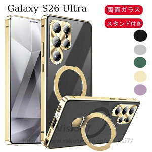 Galaxy S26 Ultra �P�[�X ���ʋ����K���X �X�^���h�����O�t�� MagSafe�Ή� ���C�z�� �M�����N�V�[ S26 �E���g�� �J�o�[ �J�����t�B�����t�� �����Y�t�B���� �o���p�[ �O��K���X �S�ʕی� Galaxy S25 Ult