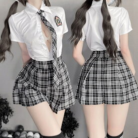 コスプレ セクシー JK制服セーラー服 半袖 学生服 セーラー 衣装 上下セット レディース 仮装 コスプレ セクシー コスチューム セクシー エロ コスプレ 制服 過激 学生服 エロ 超過激 コスプレ チェック柄 jk セーラー服 エロい服