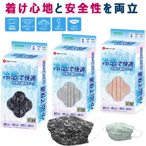30枚入 冷感マスク 不織布 冷感不織布マスク 三層構造 メルトブロー不織布 ノーズワイヤー 快適フィット 耳に優しいゴム 横17.5cm×縦9.5cm 大人用 普通サイズ 高性能捕集シート 飛沫 花粉 ホコ