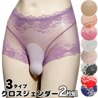 メンズショーツ 竿出し レースと透け感がセクシー レギュラーショーツ 2枚セット 3タイプから選べる クロ…