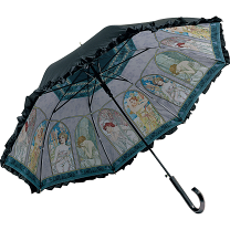 アルフォンスミュシャ　晴雨兼用傘 折り畳み傘　mucha 10％OFF／ 名画折りたたみ傘 晴雨兼用 ミュシャ「時の流れ