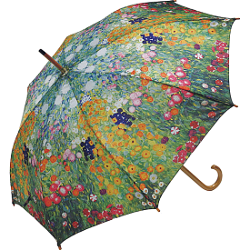 傘 雨傘 長傘 ジャンプ傘 雨具 木製 名画シリーズ クリムト フラワーガーデン レイン おしゃれ かわいい 通販 人気 レディース