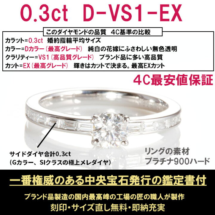 楽天市場 婚約指輪 ダイヤモンド 0 3カラット エタニティリング ダイヤ バケット プラチナ900 婚約指輪 ダイヤ 0 3ct D Vs1 Ex 刻印無料 鑑定書付 サイズ直し1回無料 ダイヤ 指輪 普段使い オススメ 女性 プレゼント 指輪 レディース ダイヤ ジュエリー 女性 結婚記念