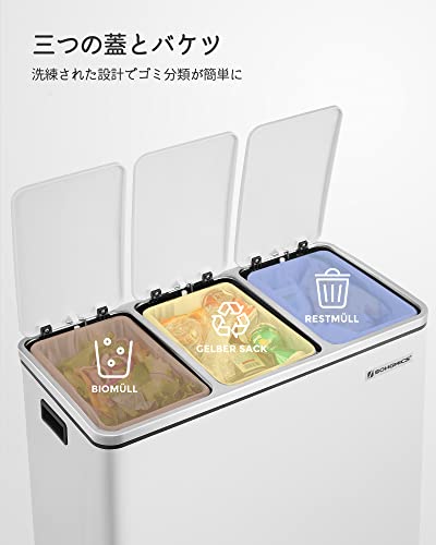 楽天市場】SONGMICS ゴミ箱 ダストボックス ペダル式 3分別 3×18L