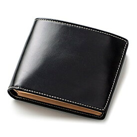[ブリティッシュグリーン] 二つ折り財布 英国製ブライドルレザー使用 財布 メンズ (01.ブラック)
