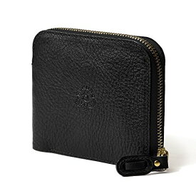 [HUKURO] 二つ折り 大きく開く小さな 財布 メンズ レディース 革 本革 日本製 ブラック・黒糸